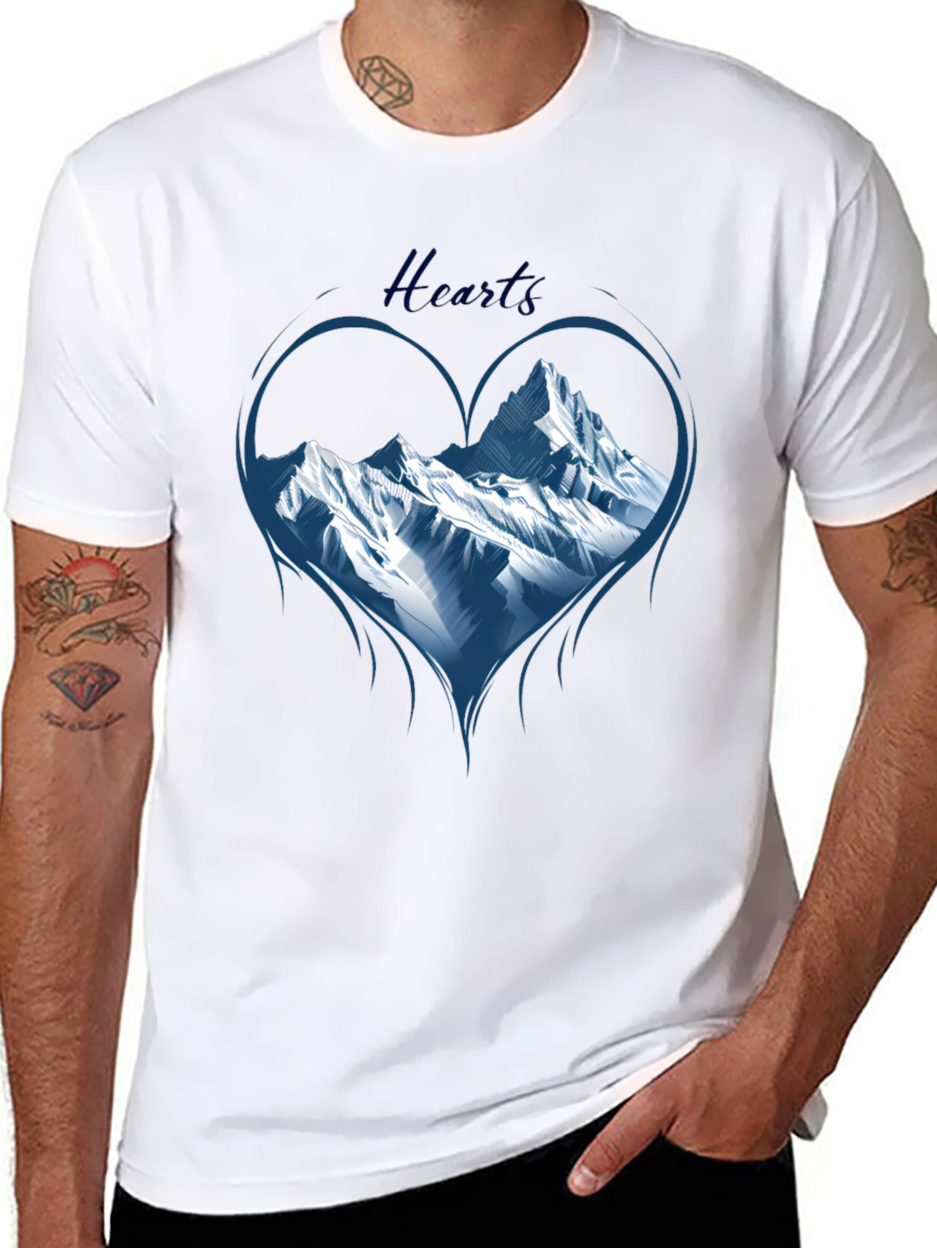 Mountain Heart Graphic Tee - Black Cotton T-Shirt
