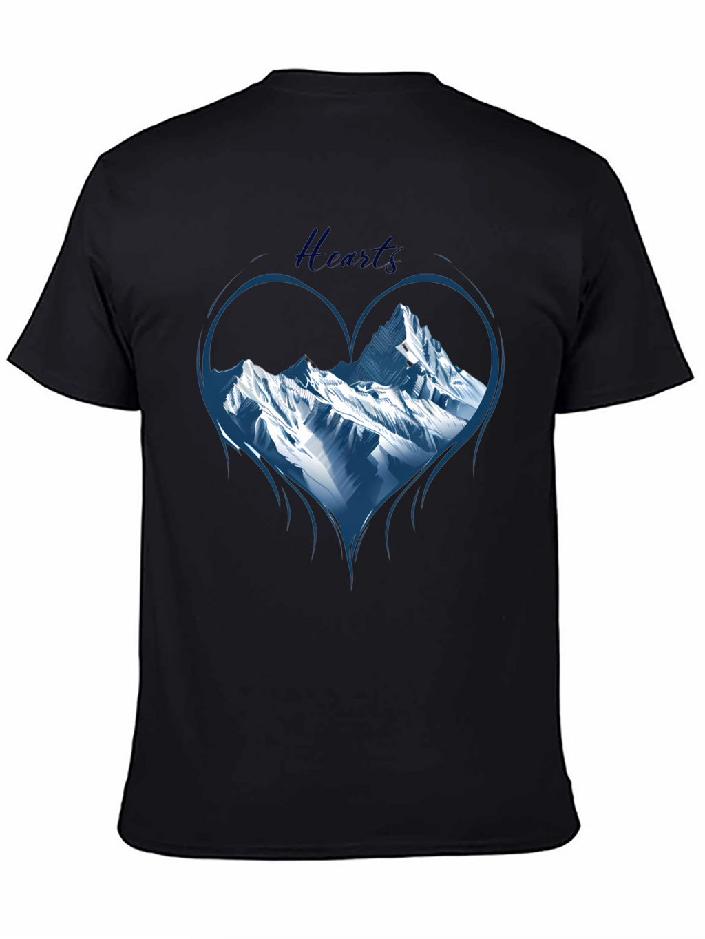 Mountain Heart Graphic Tee - Black Cotton T-Shirt