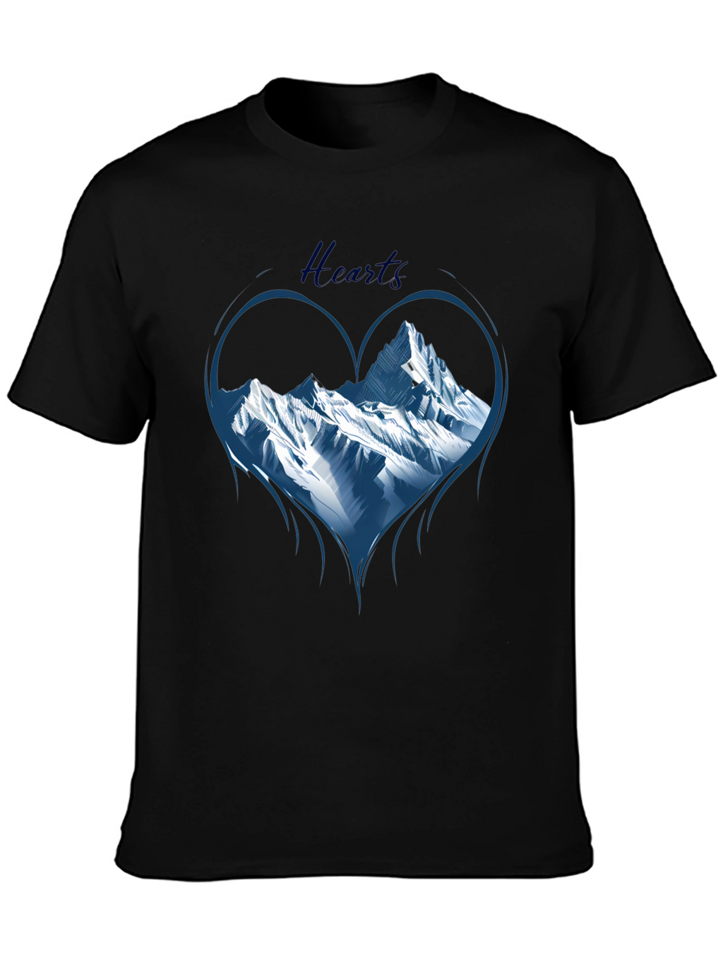 Mountain Heart Graphic Tee - Black Cotton T-Shirt