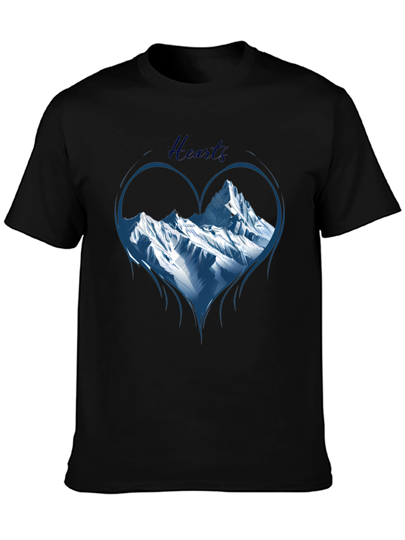 Mountain Heart Graphic Tee - Black Cotton T-Shirt