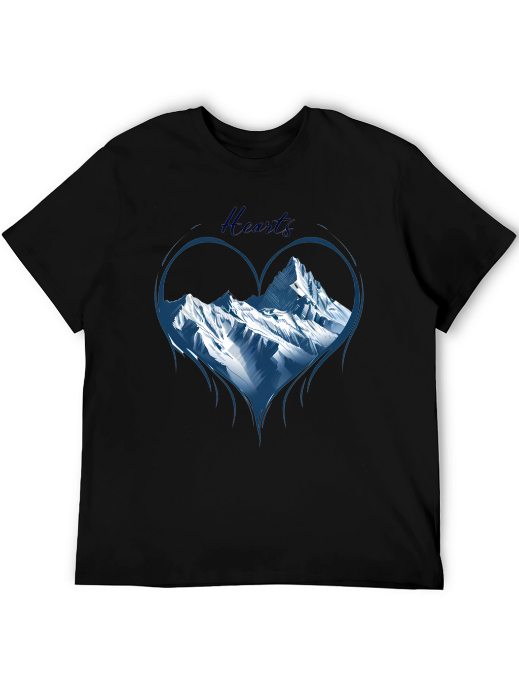 Mountain Heart Graphic Tee - Black Cotton T-Shirt