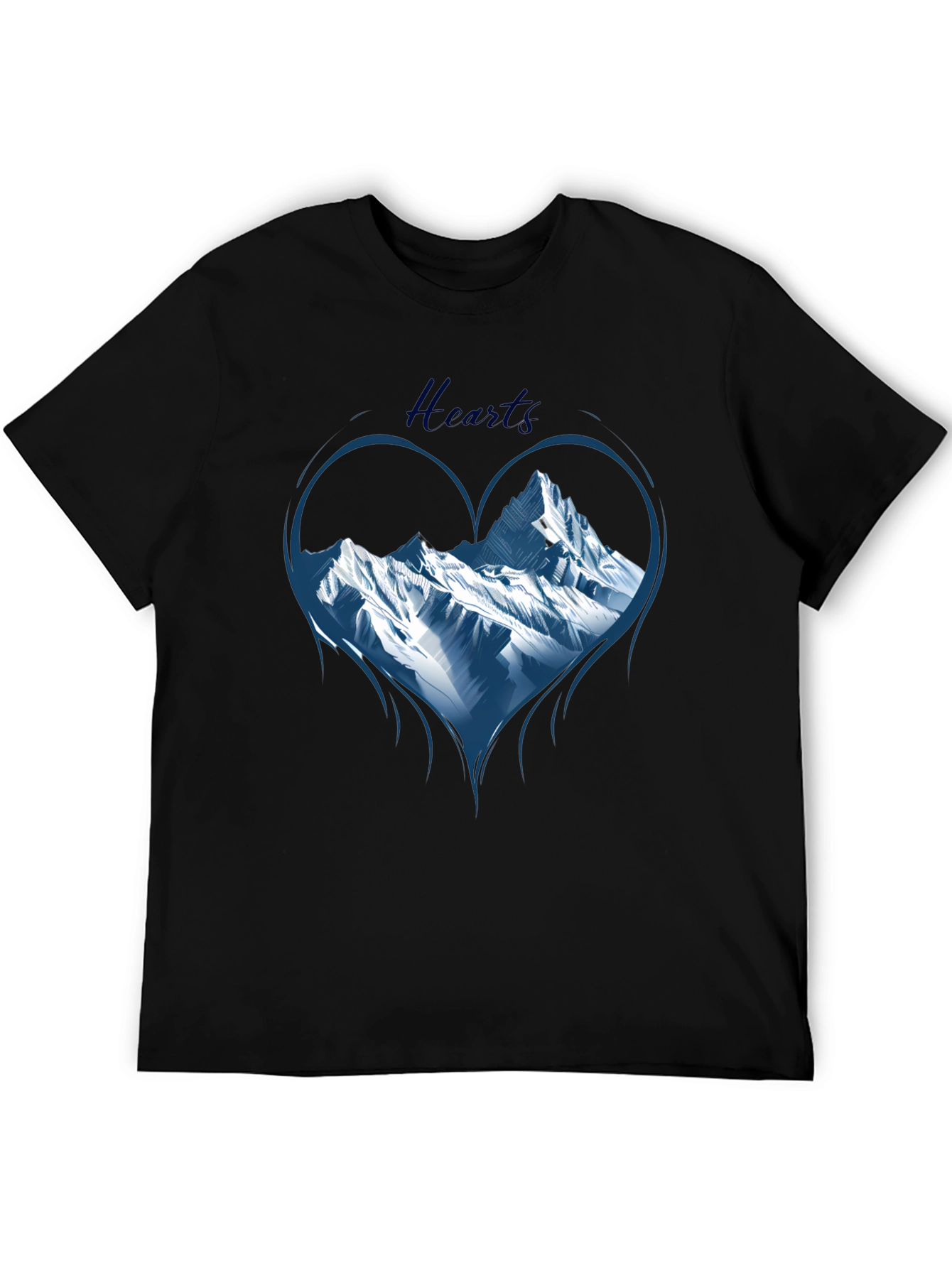 Mountain Heart Graphic Tee - Black Cotton T-Shirt
