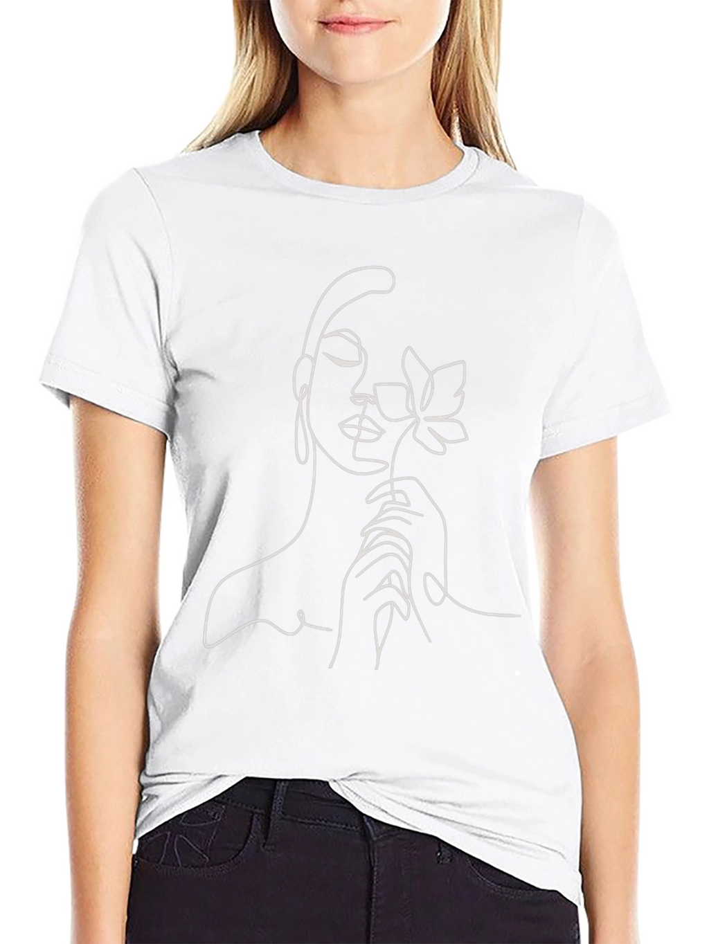 Abstract Woman & Flower Graphic T-Shirt
