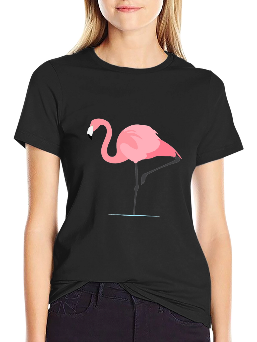 Flamingo Graphic Tee - Black Casual T-Shirt