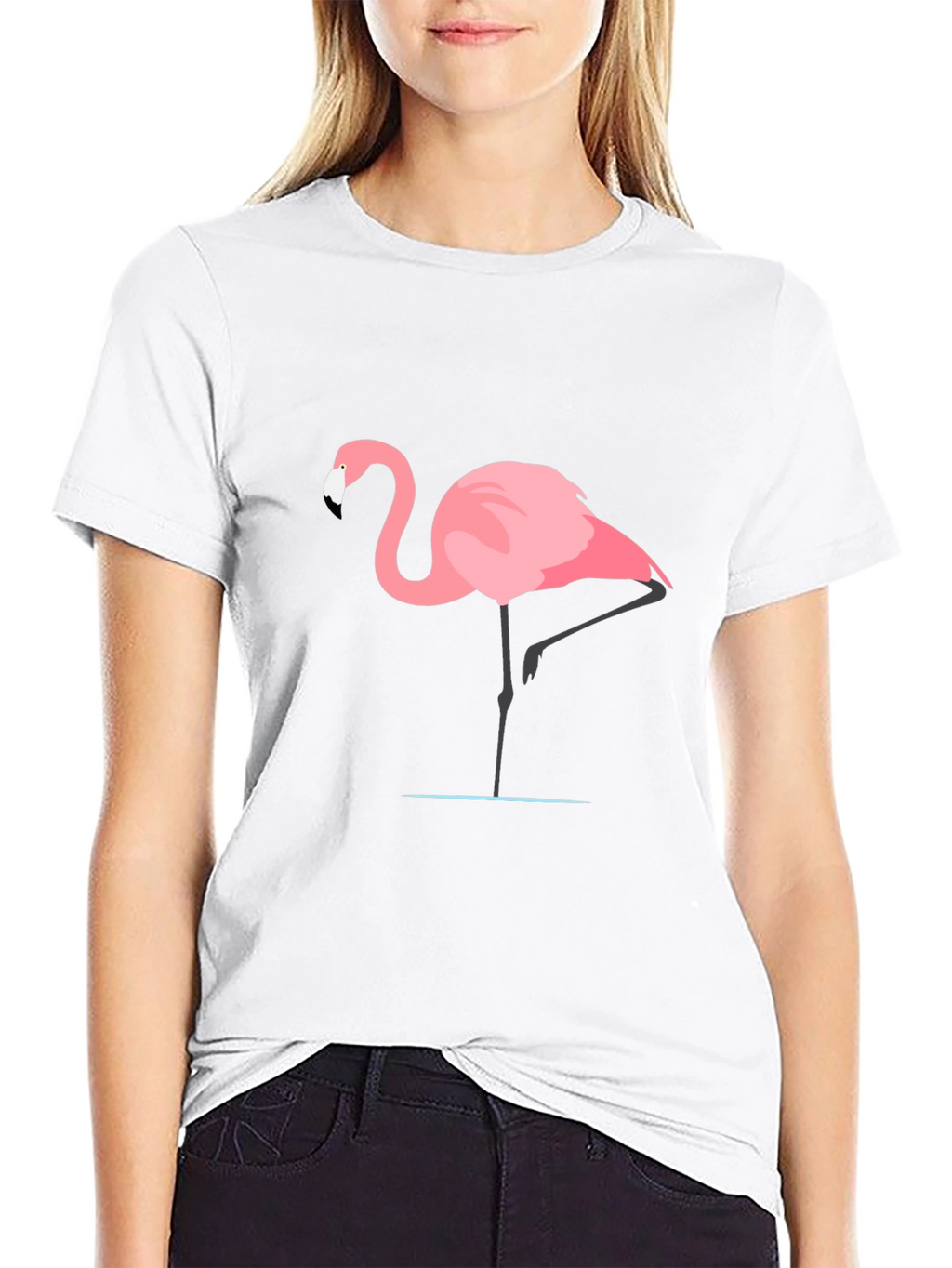 Flamingo Graphic Tee - Black Casual T-Shirt