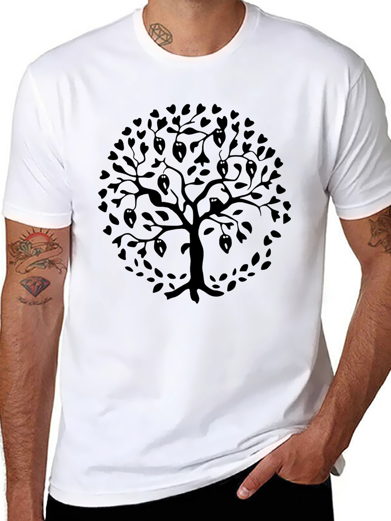 Tree of Hearts Graphic Black Tee