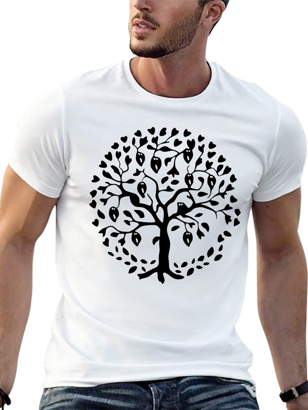Tree of Hearts Graphic Black Tee