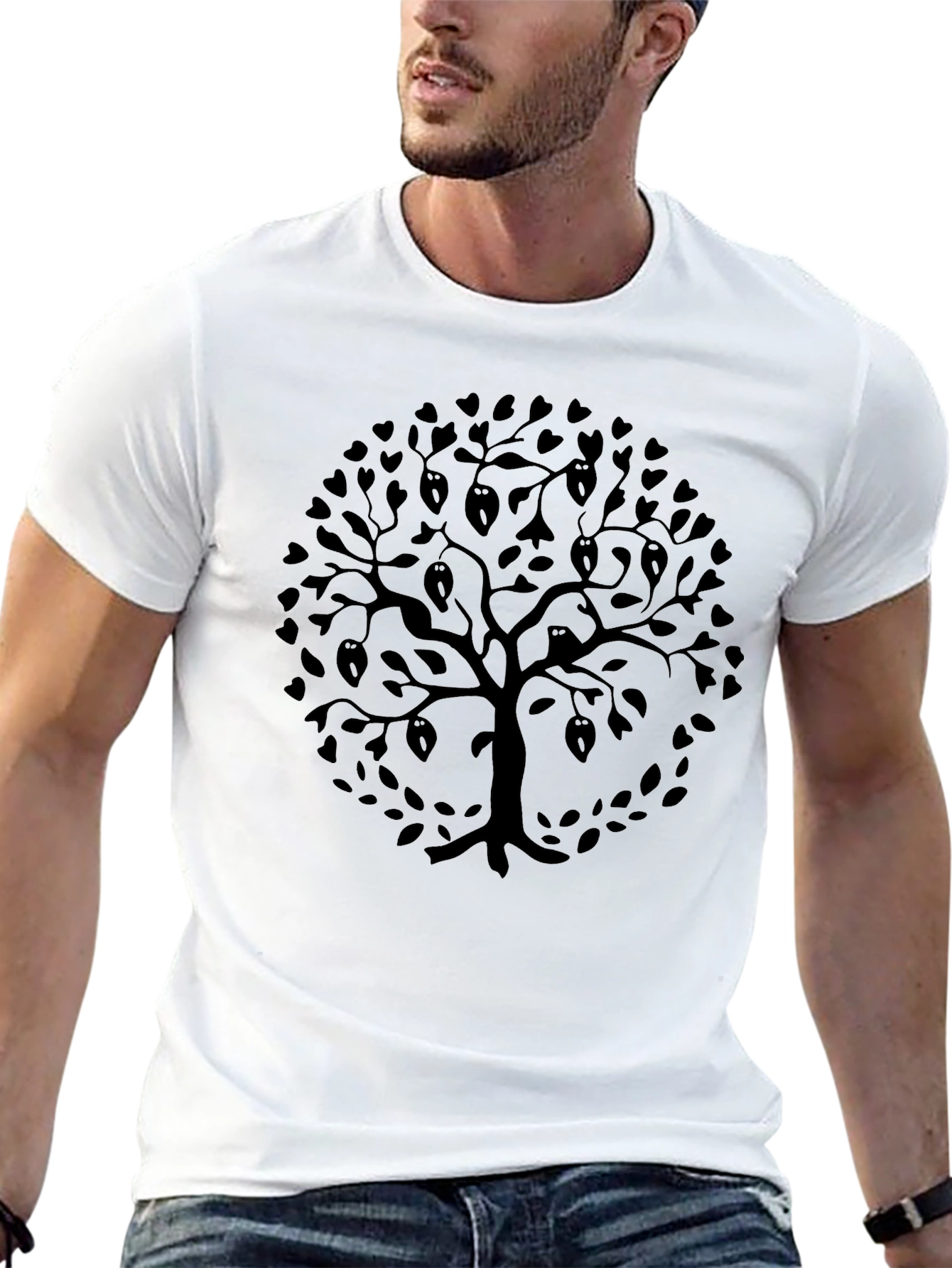 Tree of Hearts Graphic Black Tee