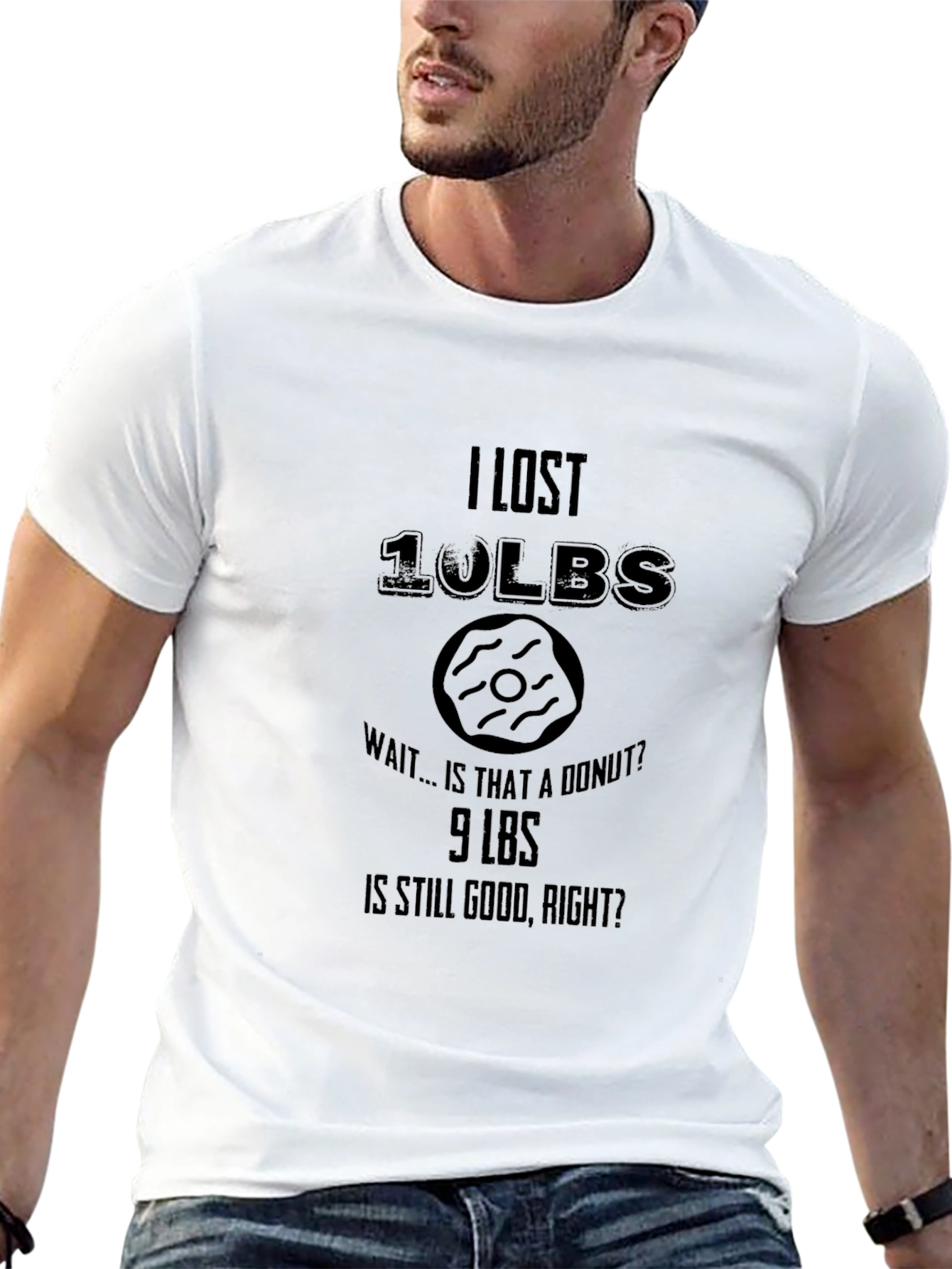 Funny Weight Loss Donut T-Shirt - Lost 10lbs