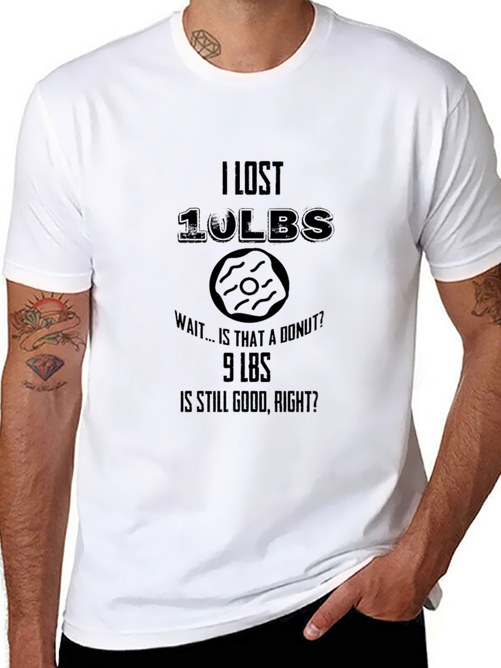 Funny Weight Loss Donut T-Shirt - Lost 10lbs