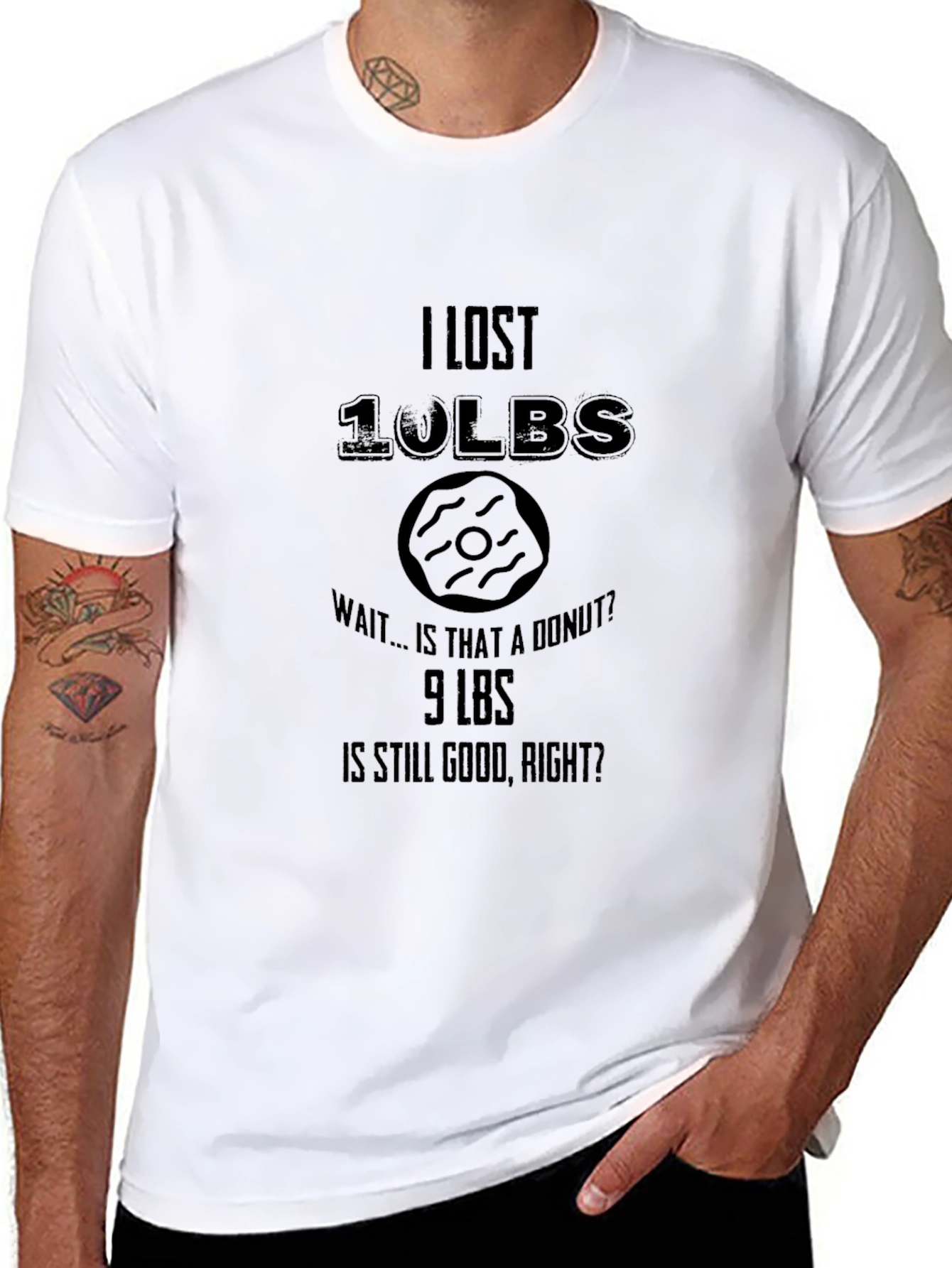 Funny Weight Loss Donut T-Shirt - Lost 10lbs