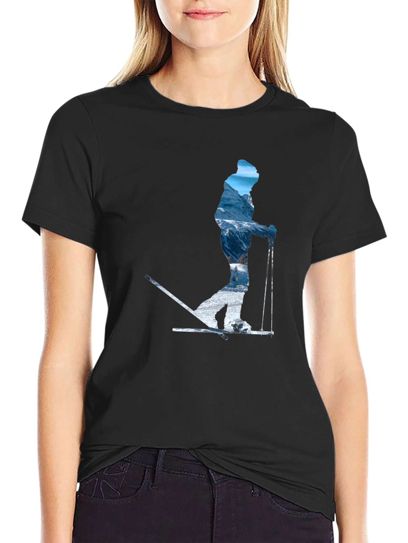 Skier Silhouette Graphic Tee - Mountain Adventure