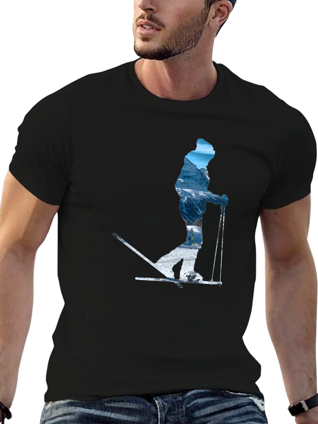 Skier Silhouette Graphic Tee - Mountain Adventure