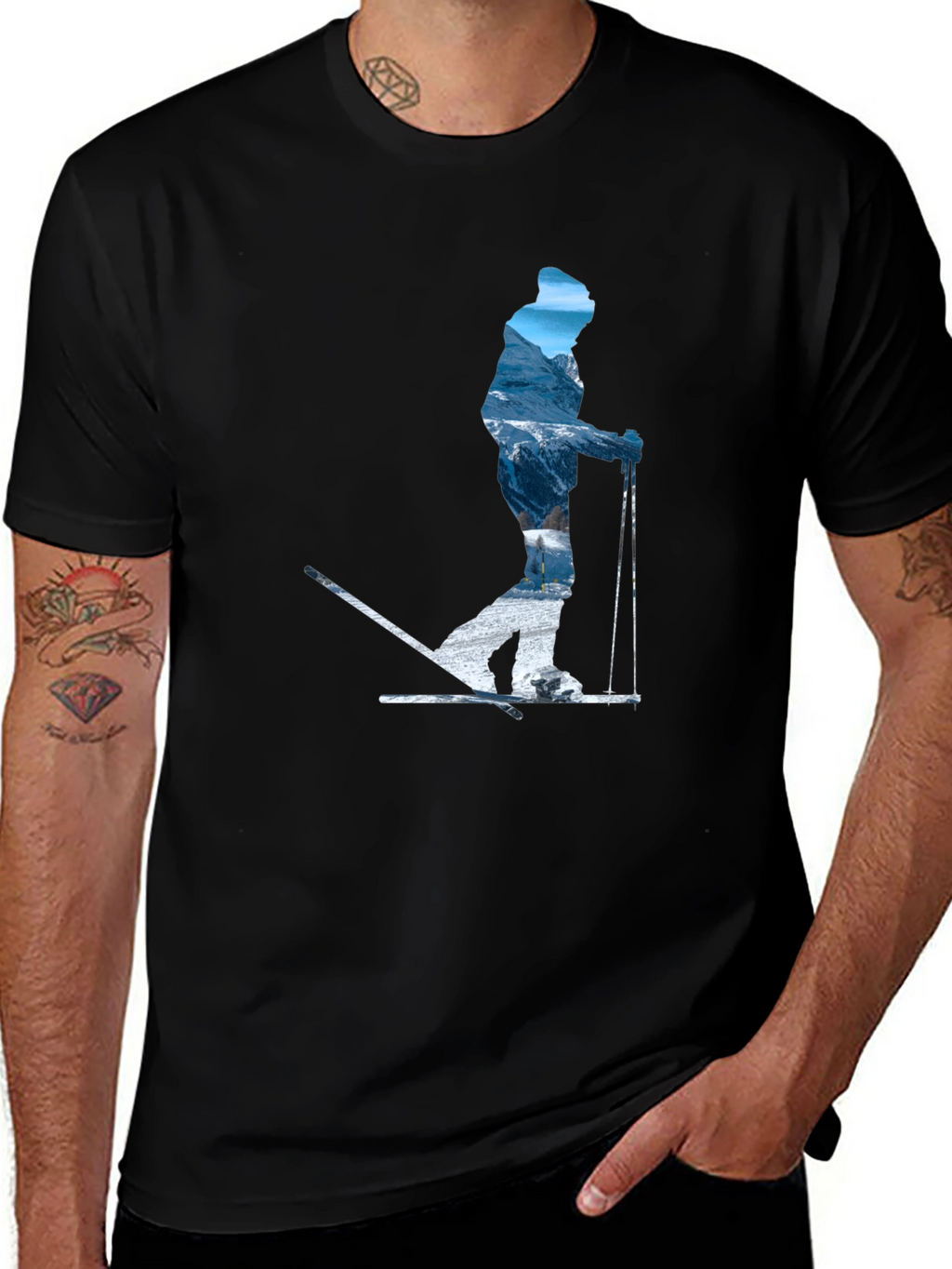 Skier Silhouette Graphic Tee - Mountain Adventure