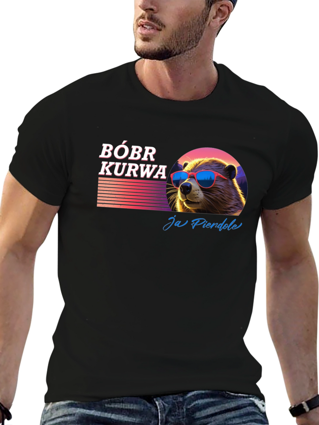 BÓBR KURWA Beaver T-Shirt Cool Sunglasses Graphic Tee