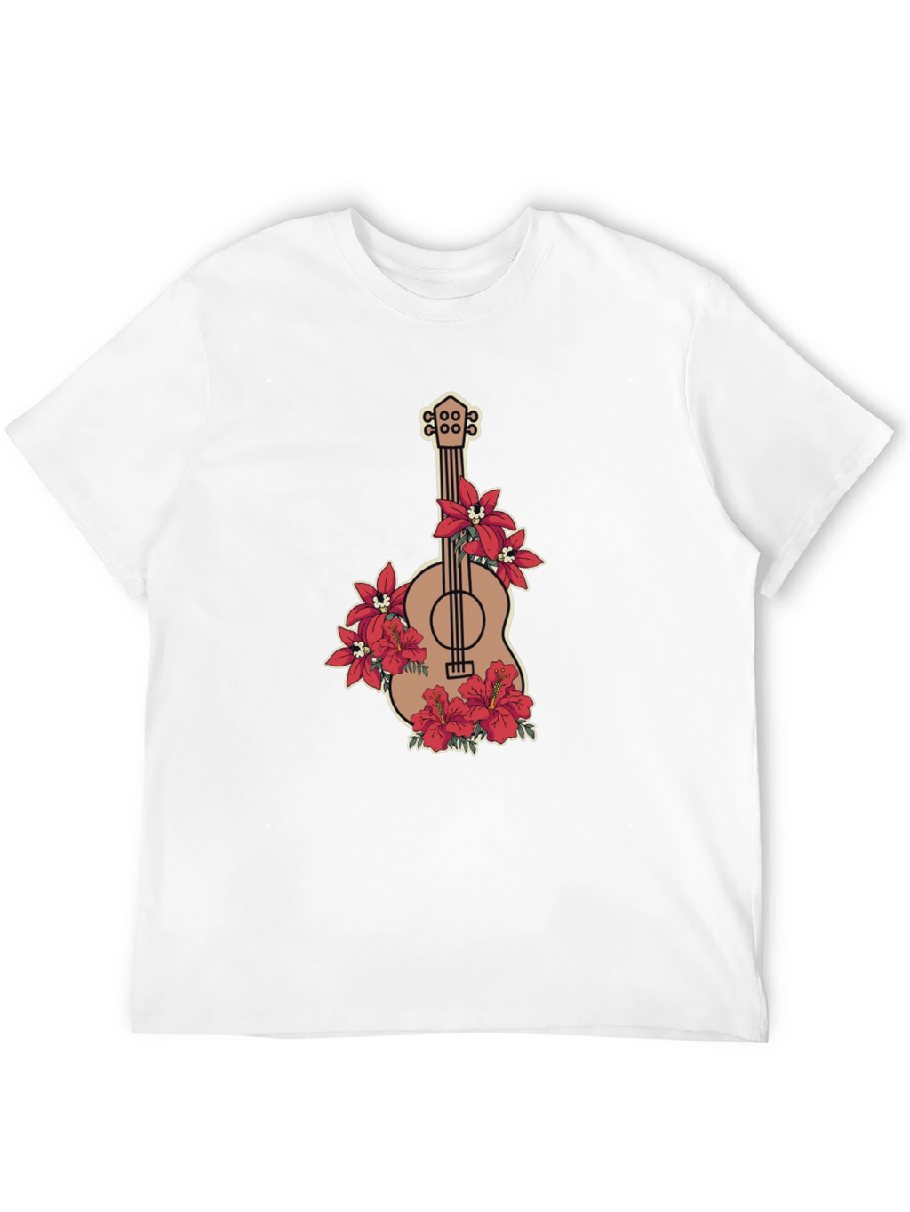 Floral Guitar Graphic Black T-Shirt