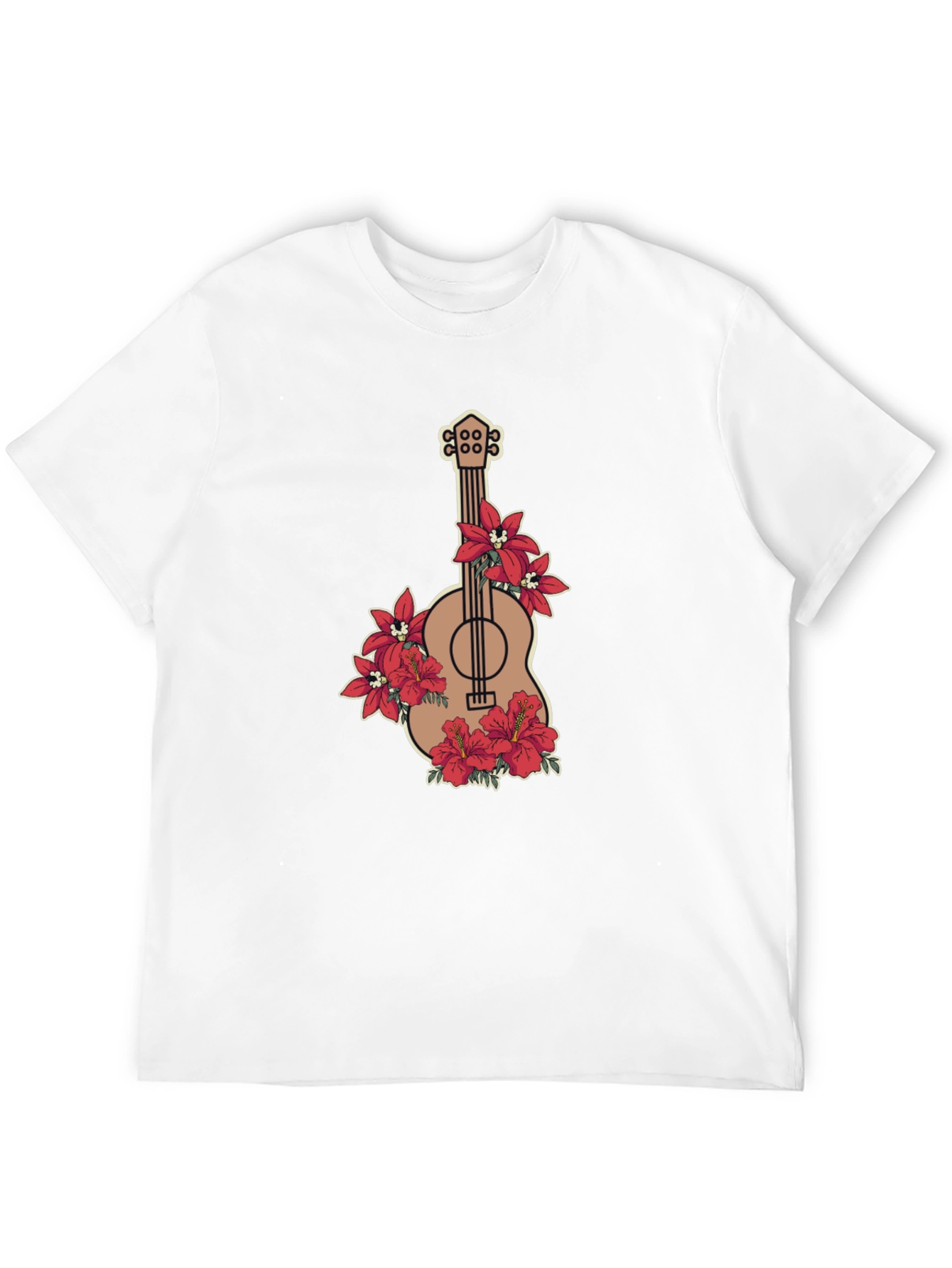 Floral Guitar Graphic Black T-Shirt