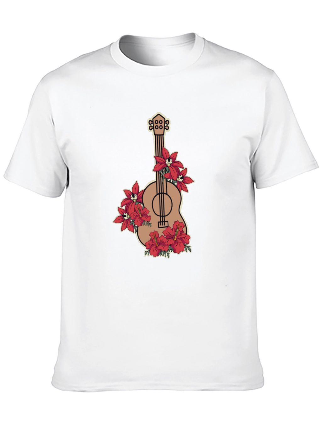 Floral Guitar Graphic Black T-Shirt