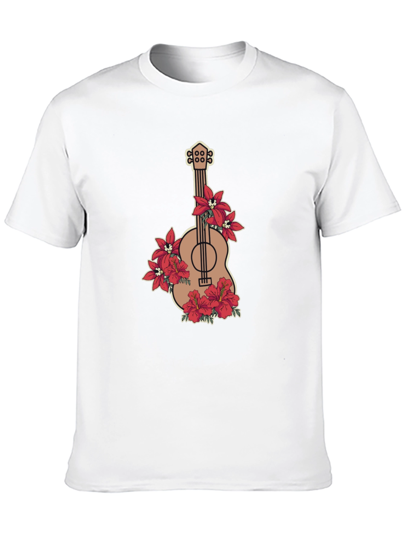 Floral Guitar Graphic Black T-Shirt