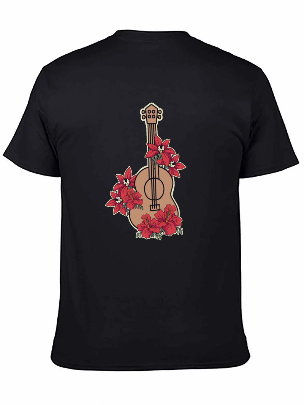 Floral Guitar Graphic Black T-Shirt