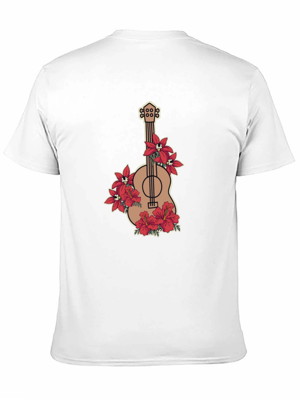 Floral Guitar Graphic Black T-Shirt