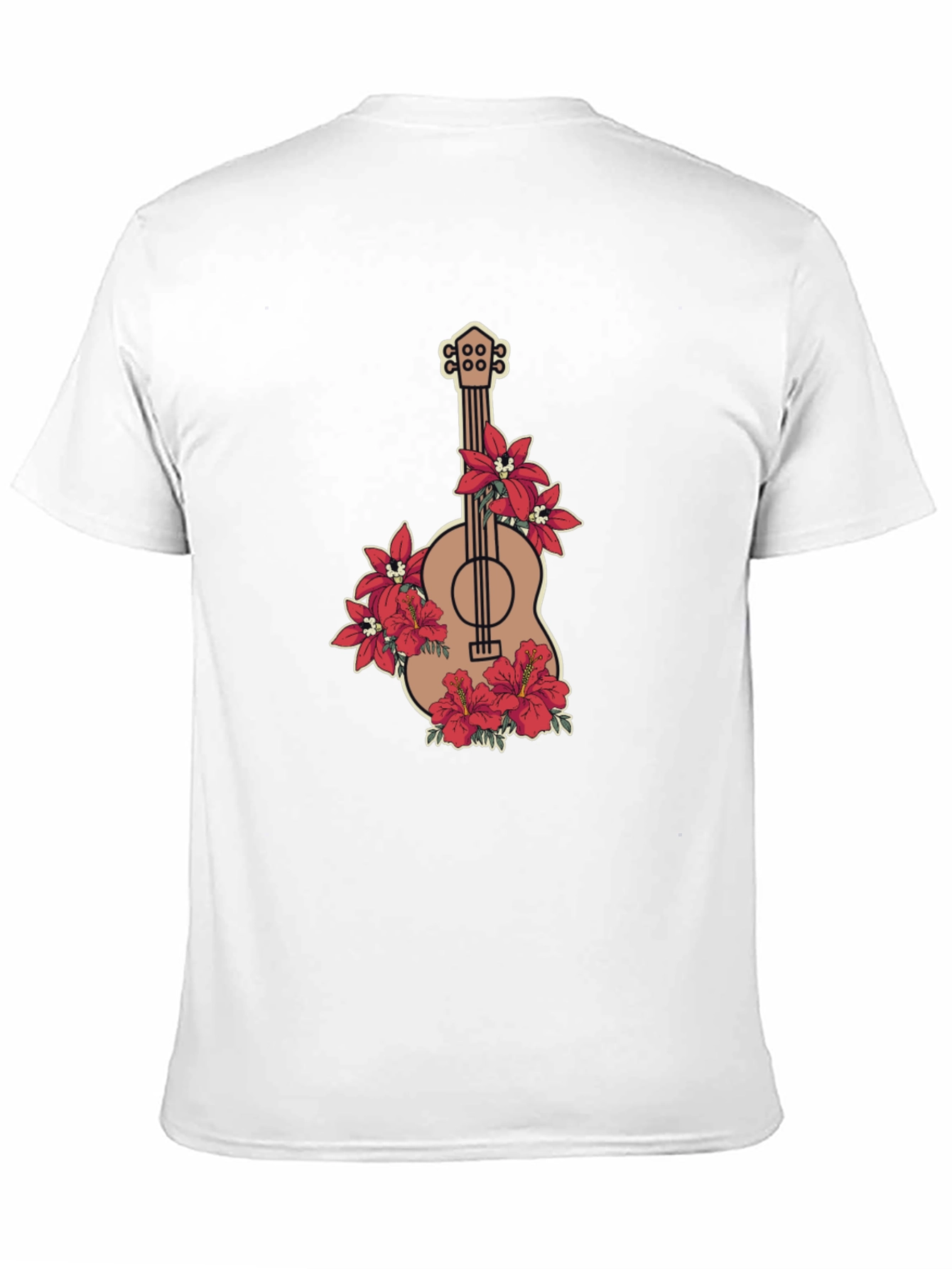 Floral Guitar Graphic Black T-Shirt