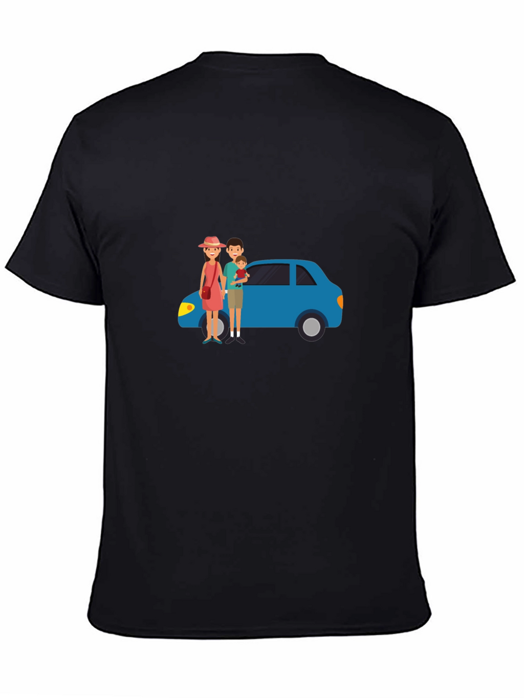 Family Car Graphic Tee - Black Cotton T-Shirt