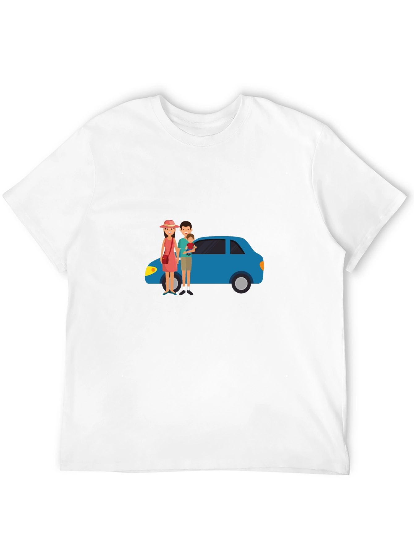Family Car Graphic Tee - Black Cotton T-Shirt