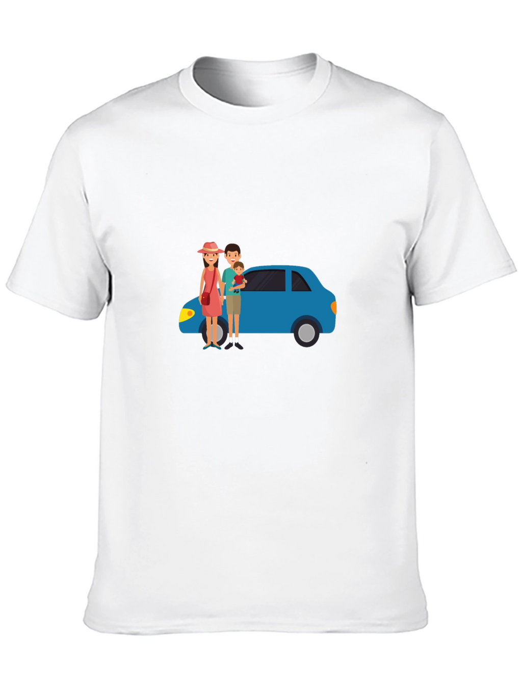 Family Car Graphic Tee - Black Cotton T-Shirt