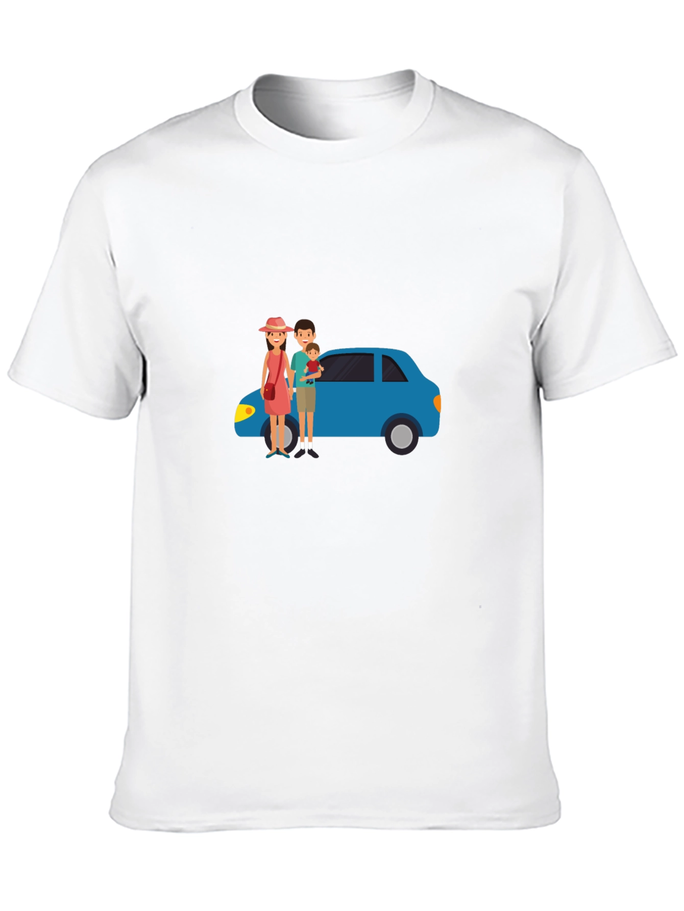 Family Car Graphic Tee - Black Cotton T-Shirt