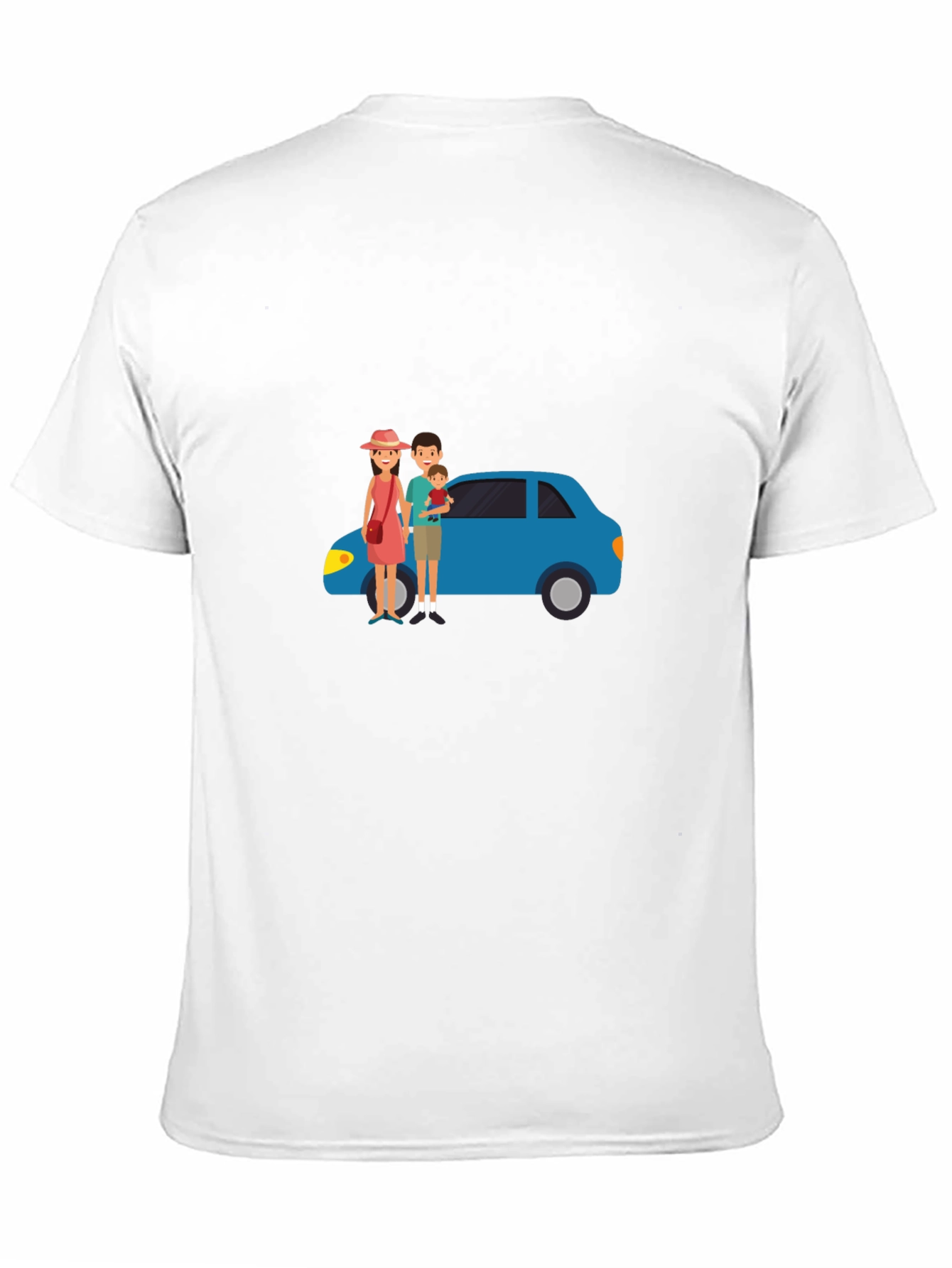 Family Car Graphic Tee - Black Cotton T-Shirt