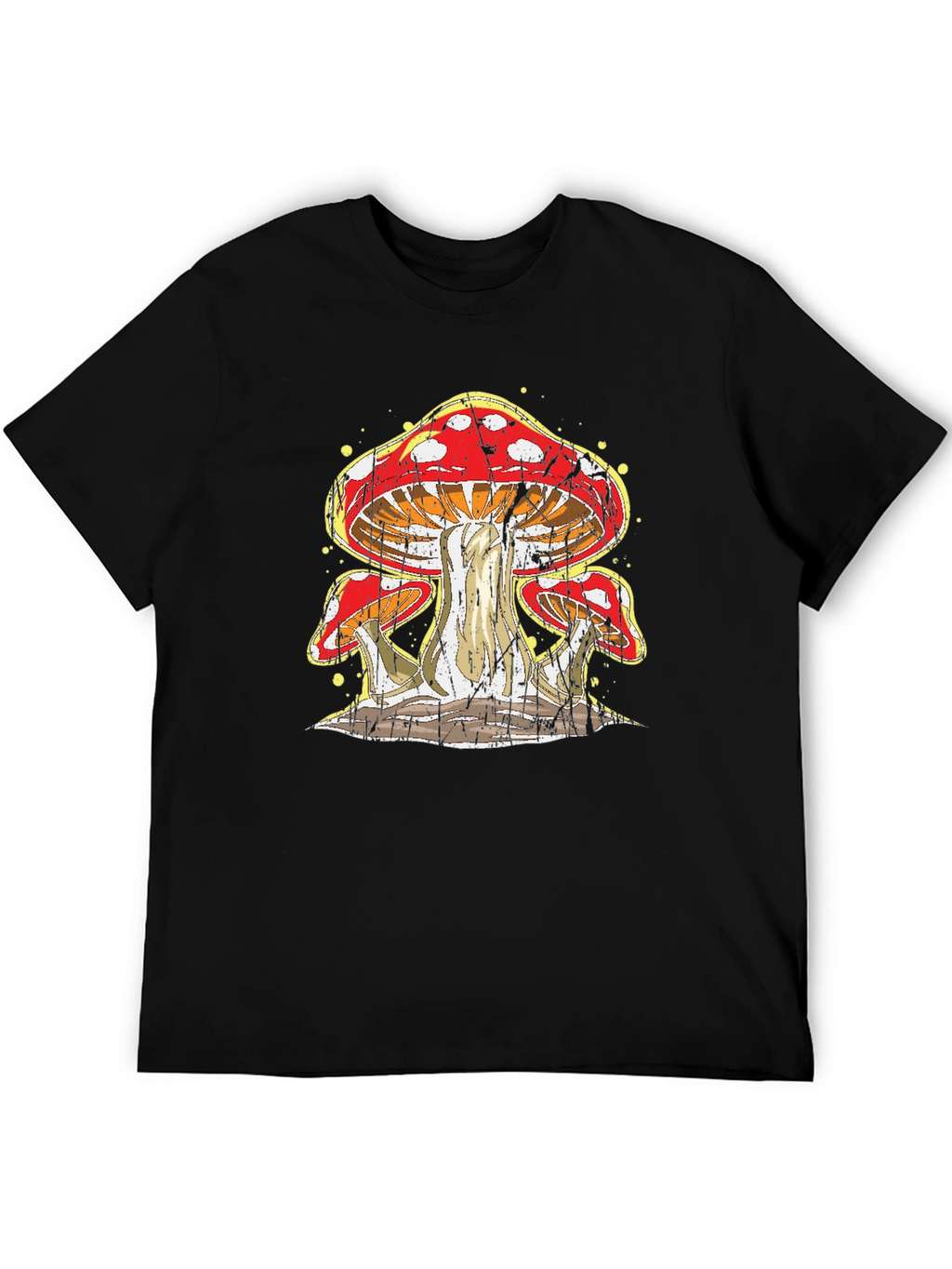 Mushroom Graphic Print Black T-Shirt