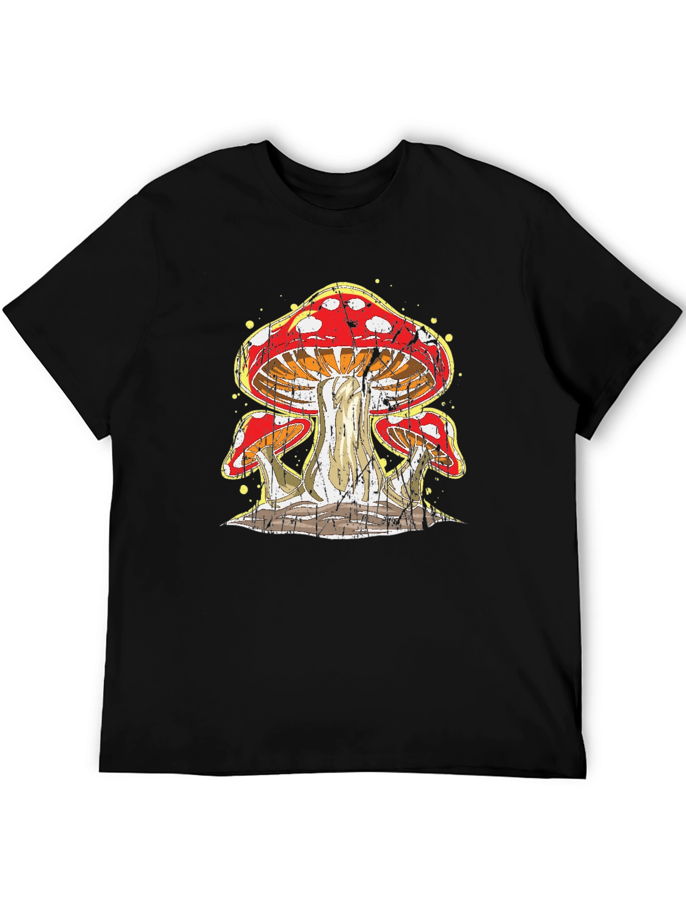 Mushroom Graphic Print Black T-Shirt