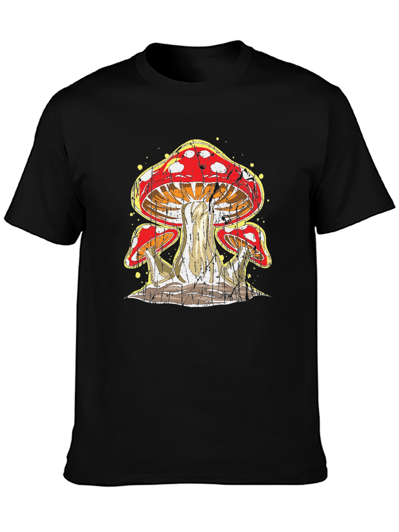 Mushroom Graphic Print Black T-Shirt