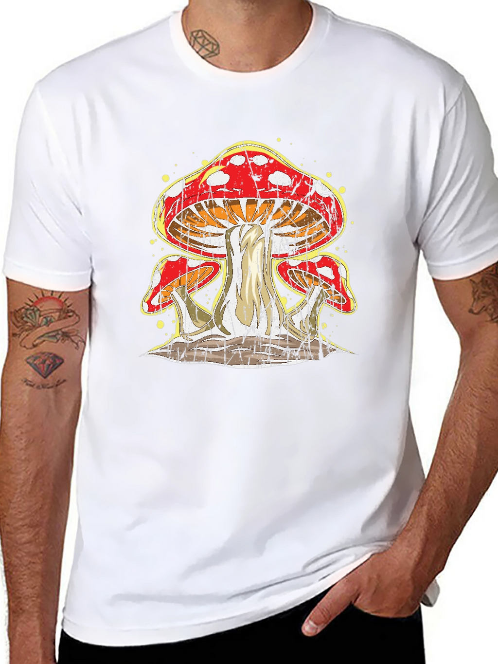 Mushroom Graphic Print Black T-Shirt