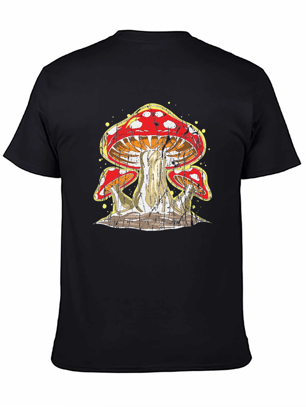 Mushroom Graphic Print Black T-Shirt