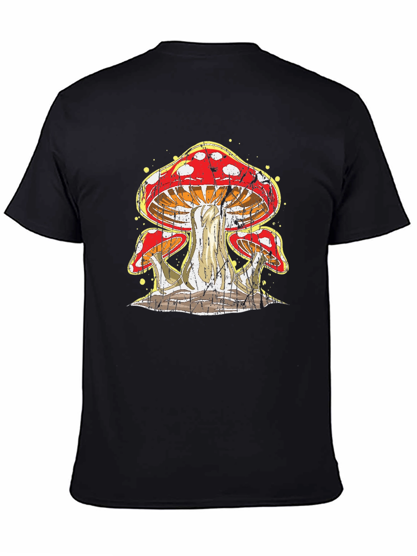 Mushroom Graphic Print Black T-Shirt