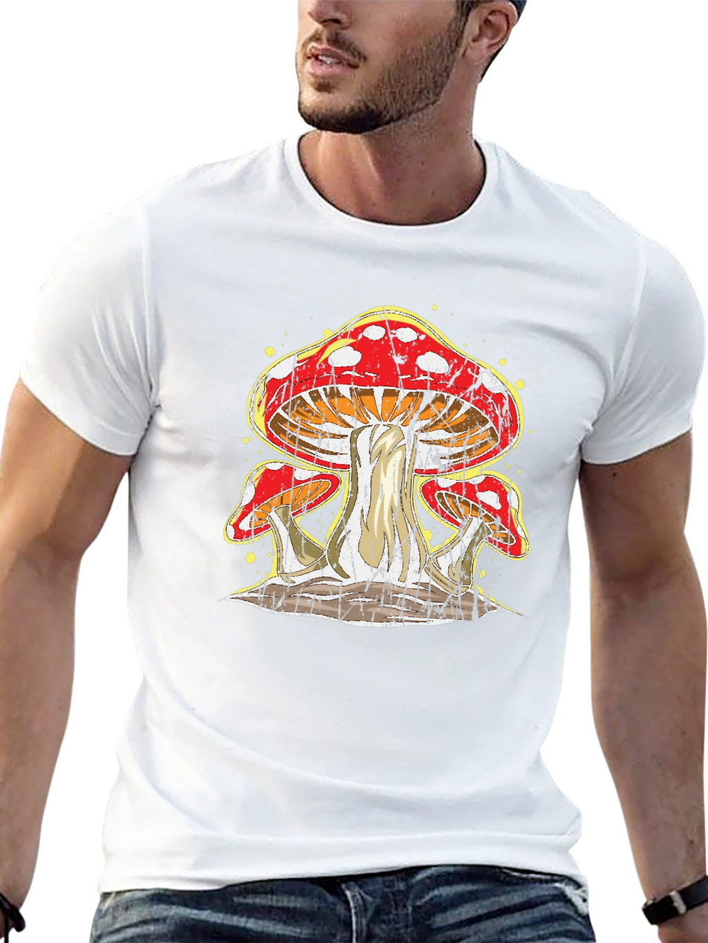 Mushroom Graphic Print Black T-Shirt