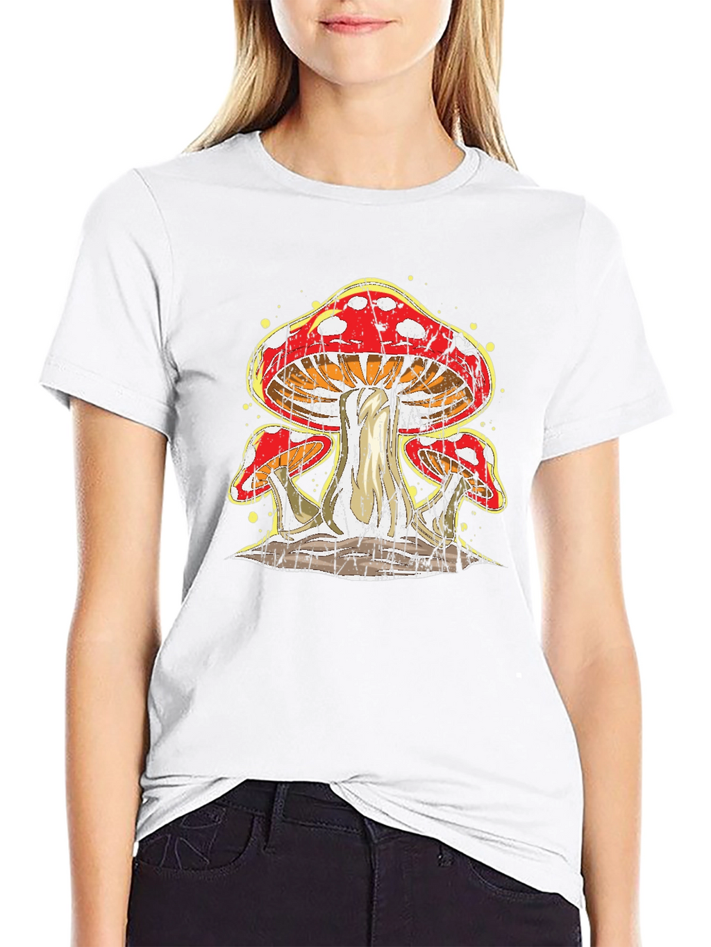 Mushroom Graphic Print Black T-Shirt
