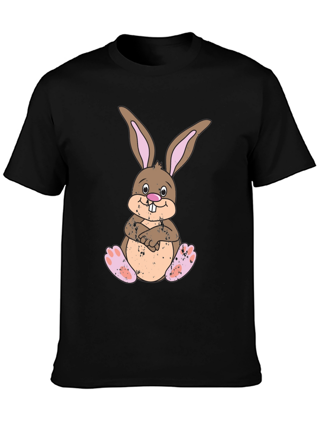 Cute Easter Bunny T-Shirt - Mens Black Cotton Tee