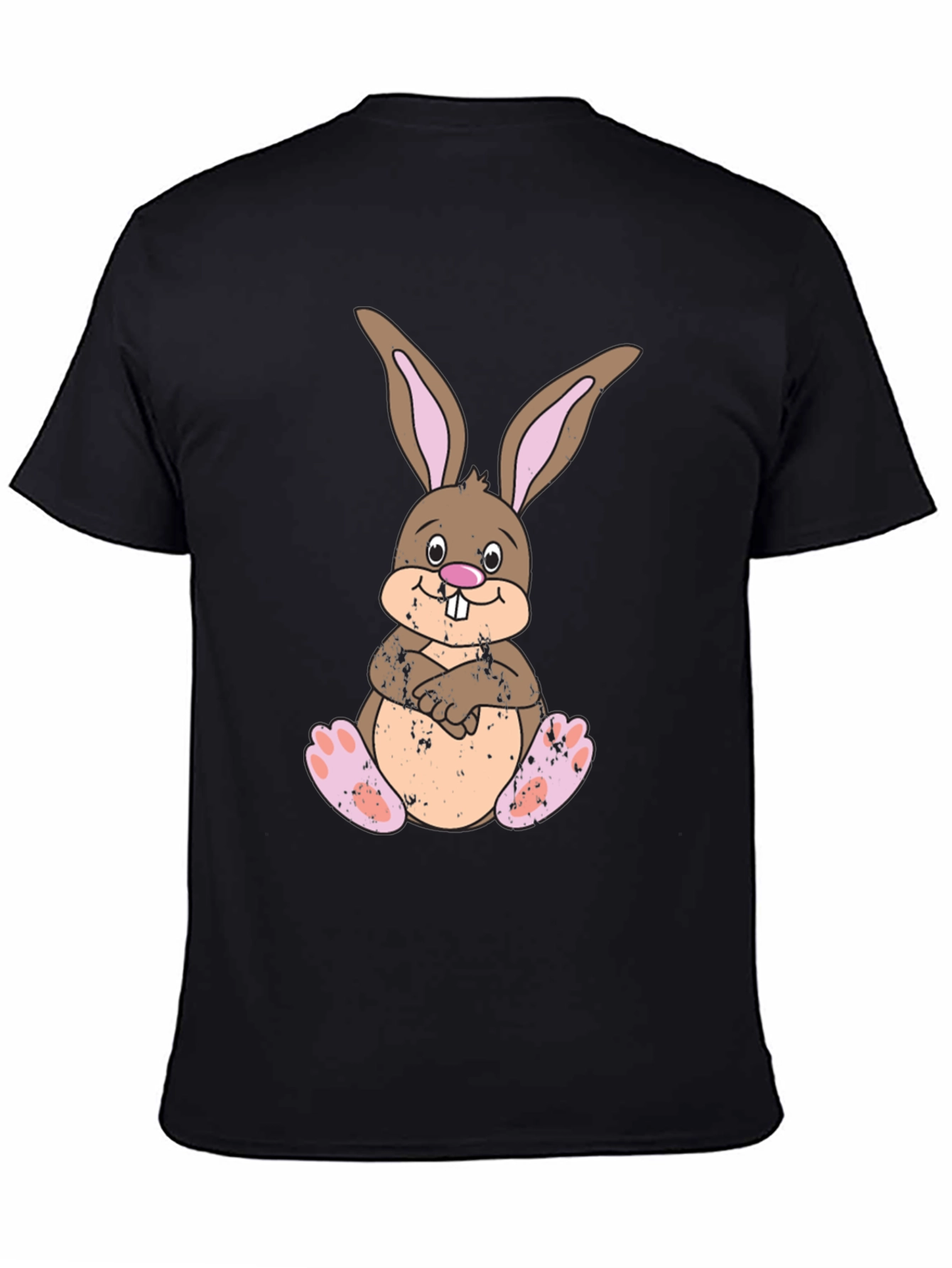 Cute Easter Bunny T-Shirt - Mens Black Cotton Tee