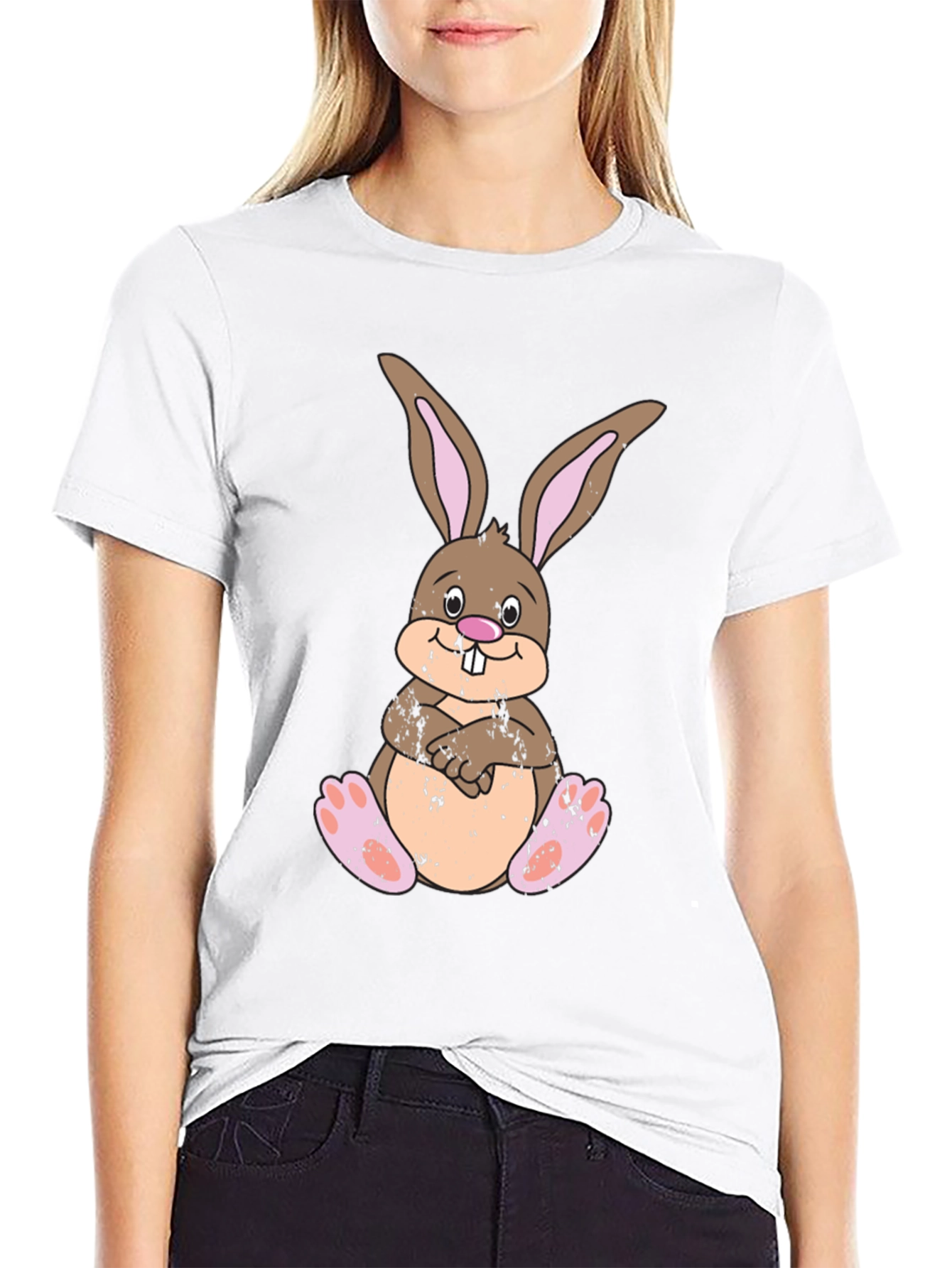 Cute Easter Bunny T-Shirt - Mens Black Cotton Tee