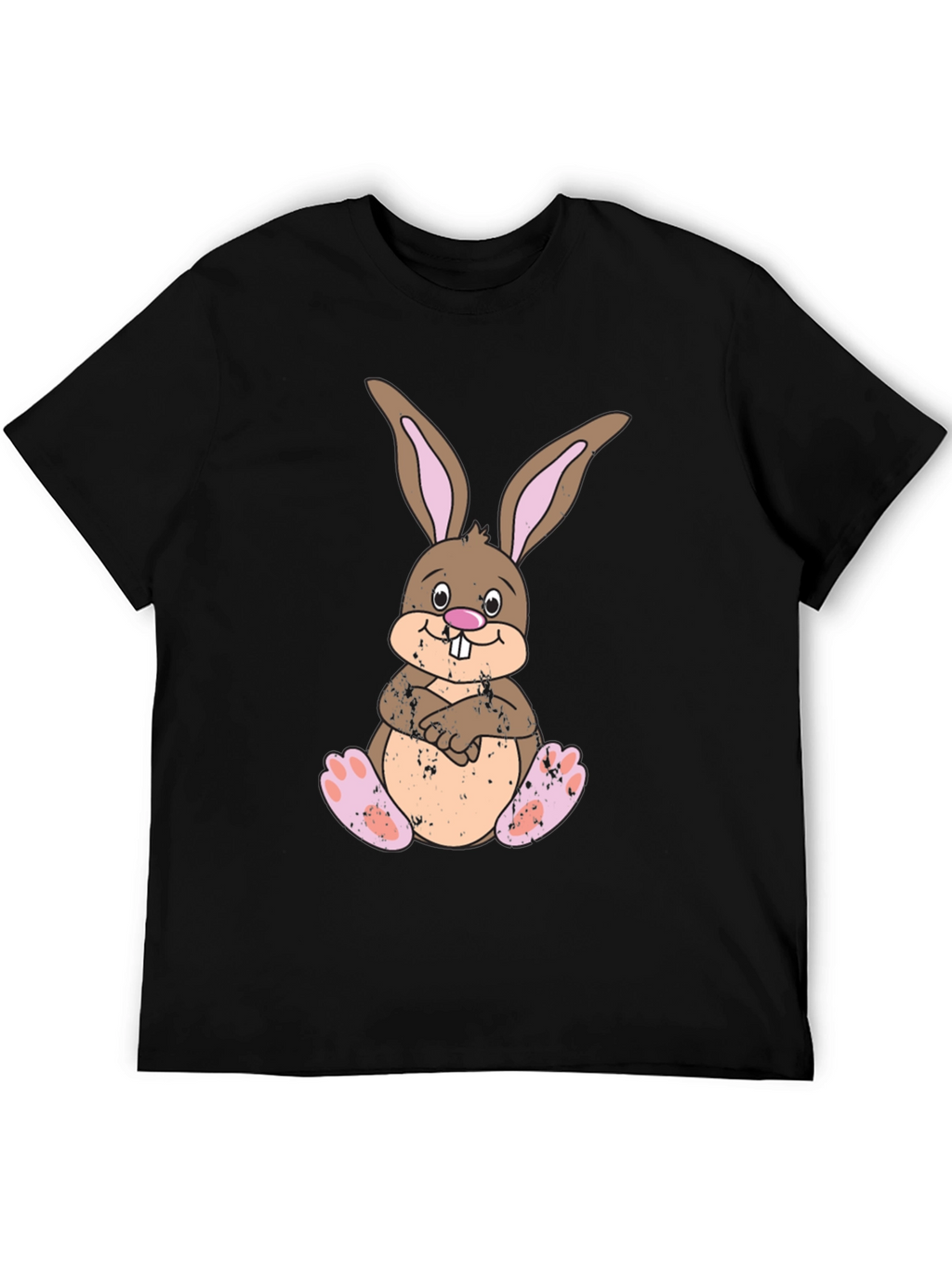Cute Easter Bunny T-Shirt - Mens Black Cotton Tee
