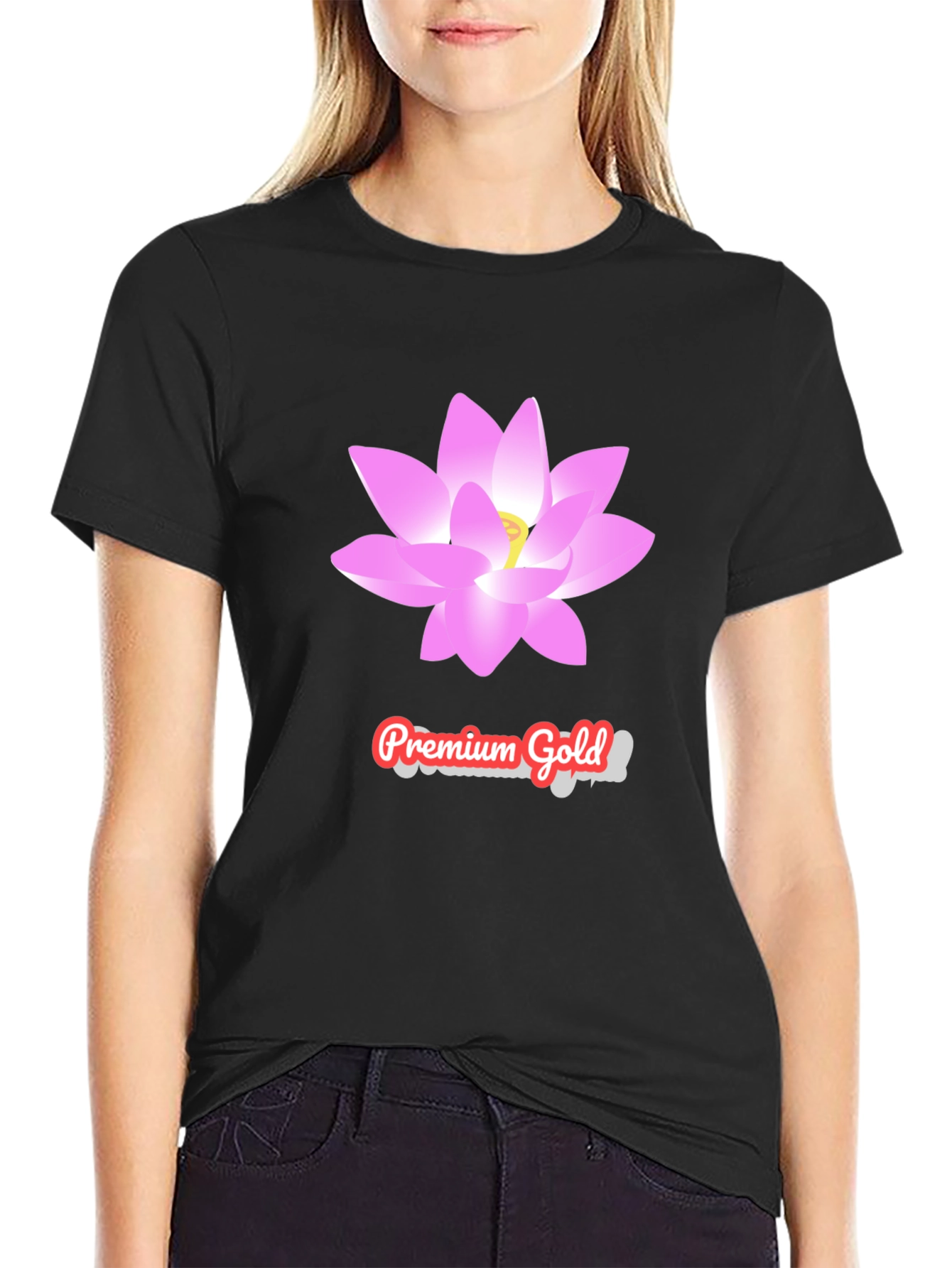 Premium Gold Lotus T-Shirt