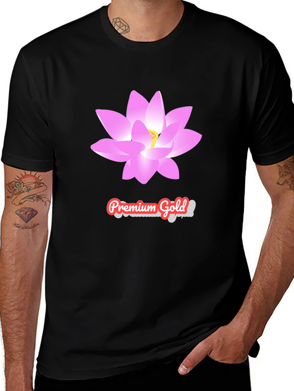 Premium Gold Lotus T-Shirt