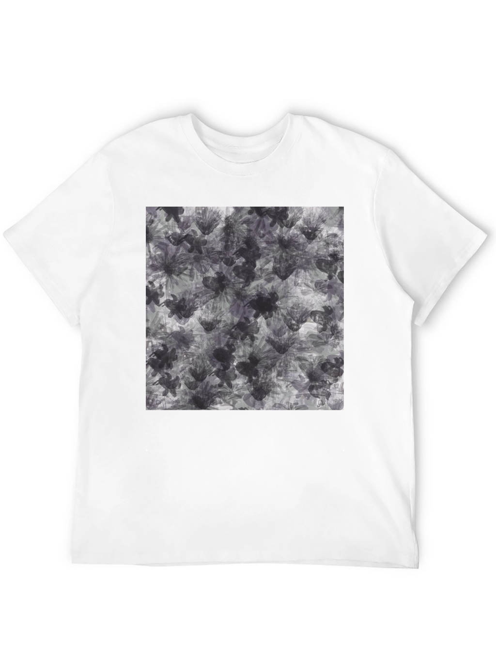 Abstract Floral Print Black T-Shirt