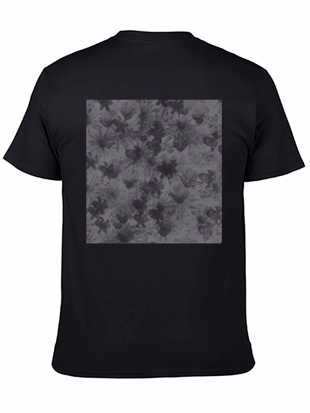 Abstract Floral Print Black T-Shirt