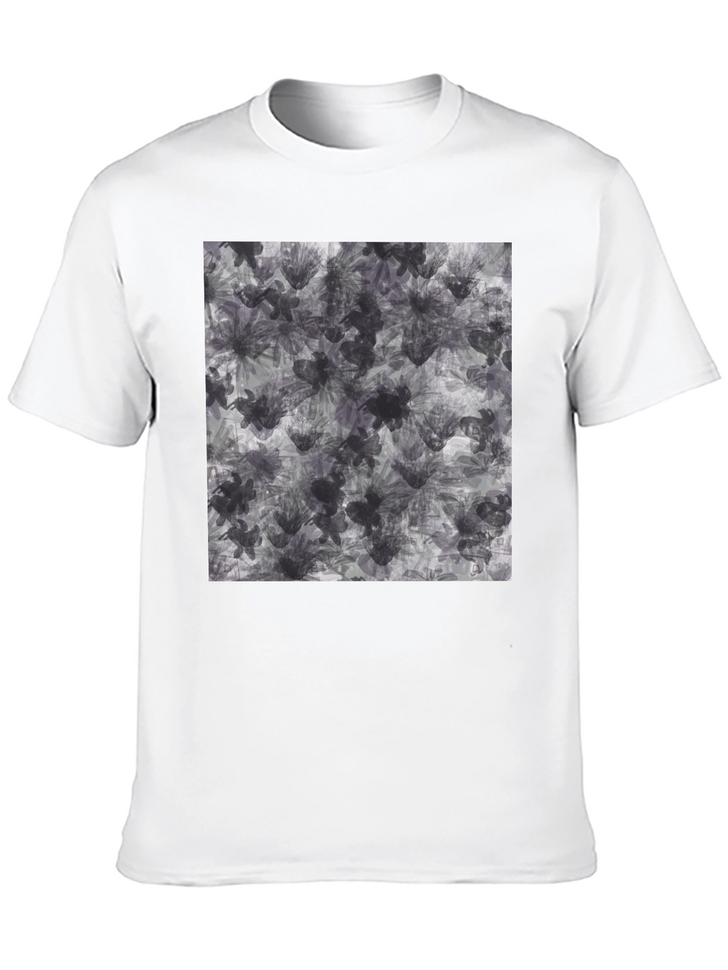 Abstract Floral Print Black T-Shirt