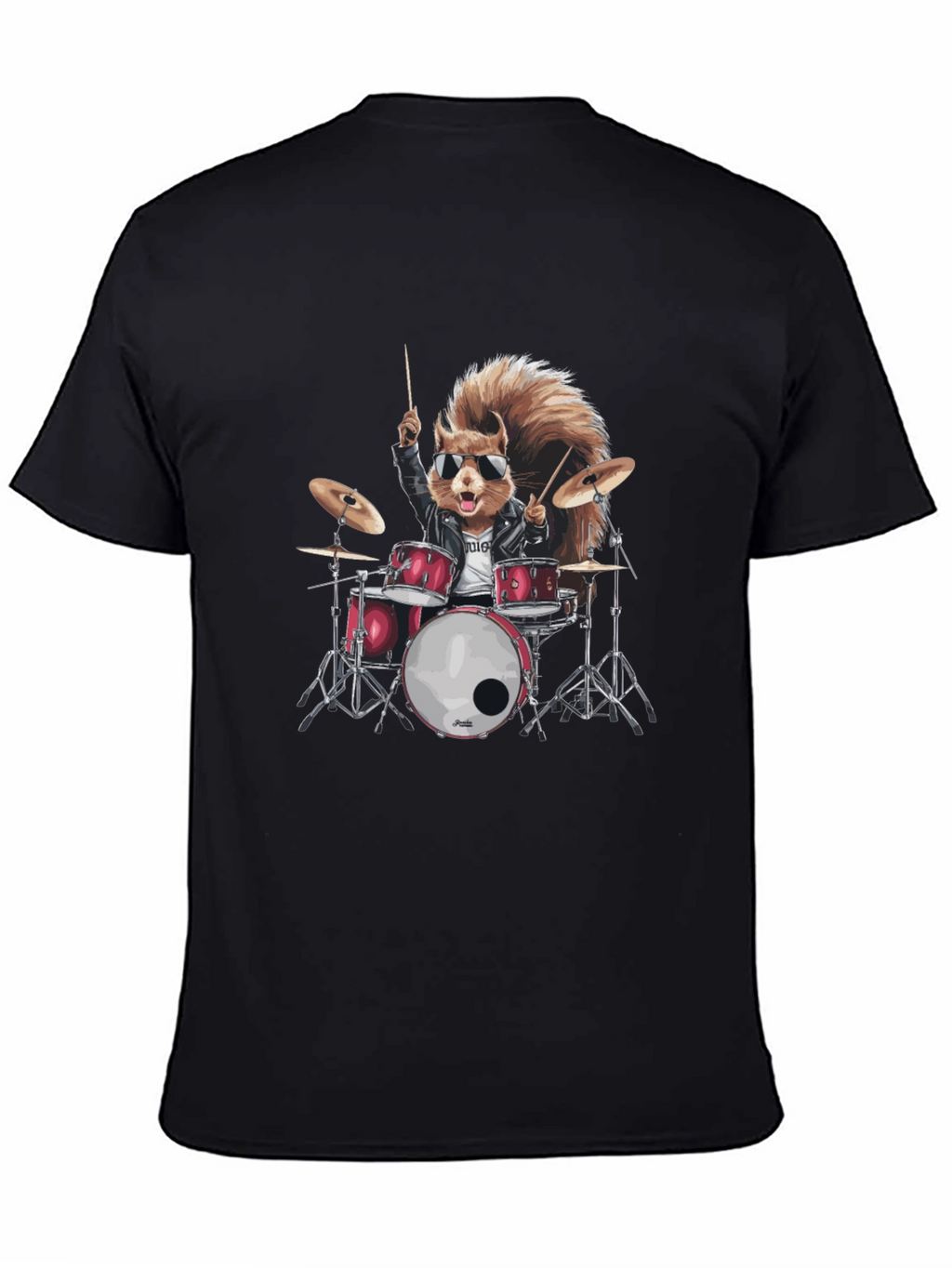 Squirrel Drummer Black T-Shirt