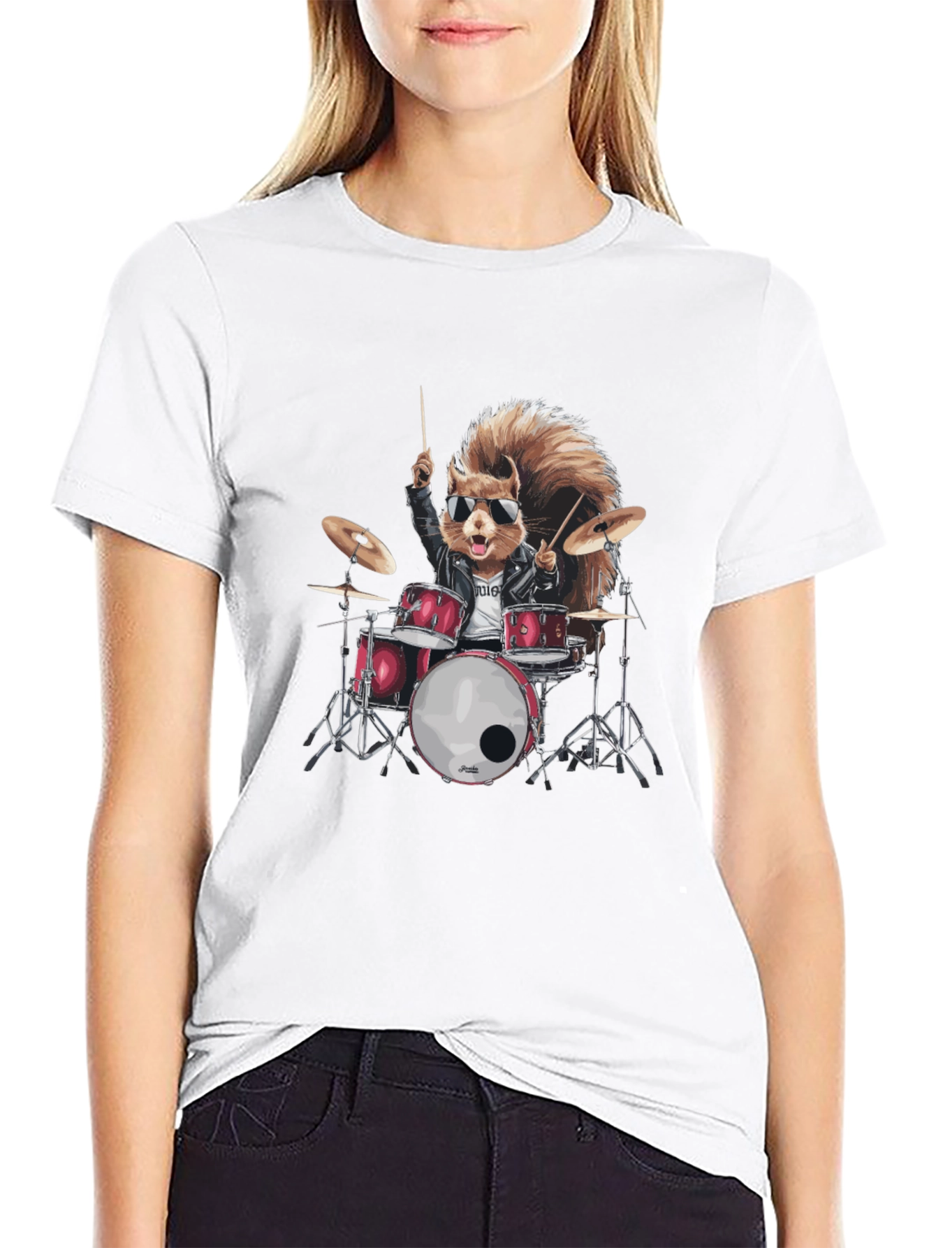 Squirrel Drummer Black T-Shirt